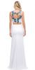 Floral Applique Mesh Top Two Piece Long Prom Dress back in White